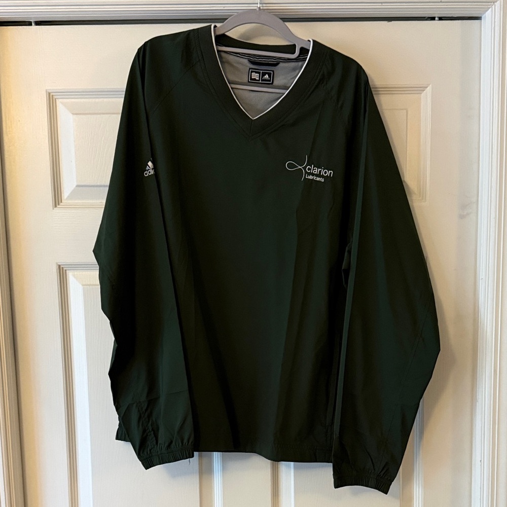 Adidas Dark Green V-Neck Golf Windbreaker